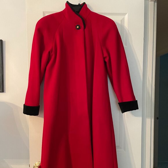 Leslie Fay Jackets & Blazers - Striking Vintage Red Wool Maxi Coat
